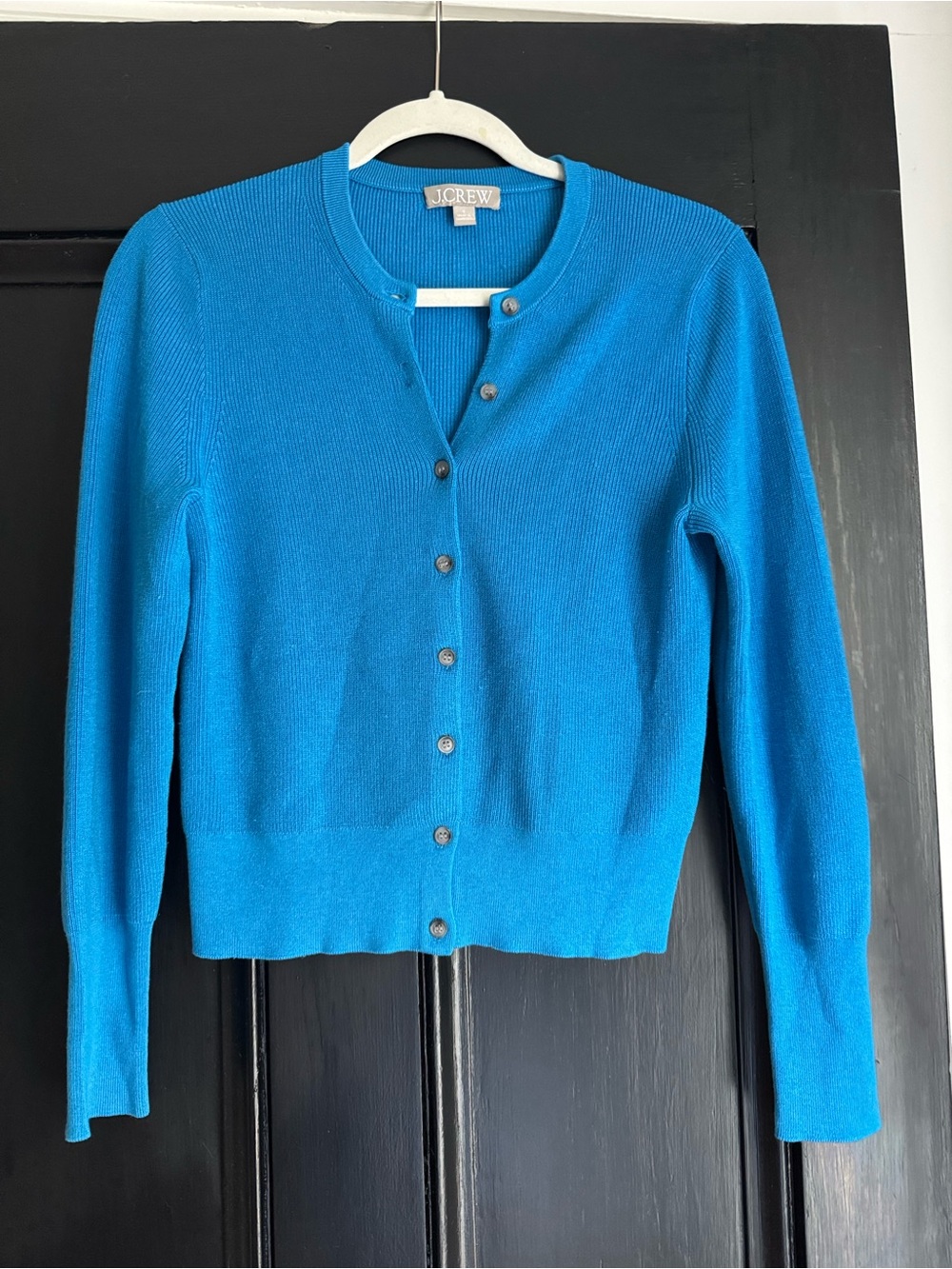 J.Crew Bright Blue Ribbed Knit Cardigan Top